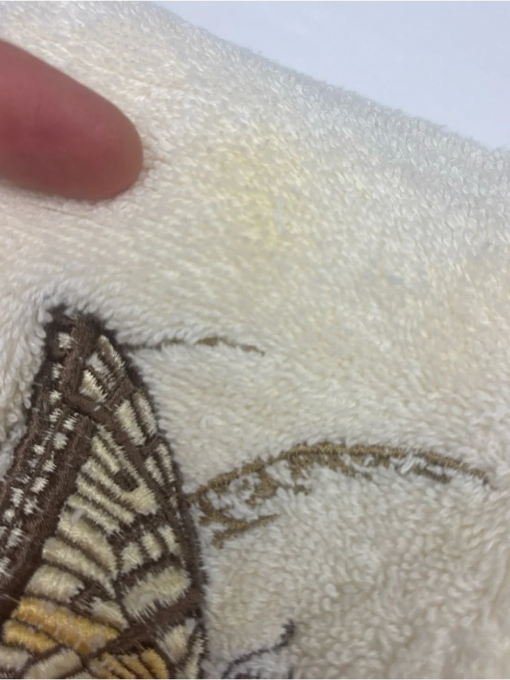 Croscill Butterfly Hand Towels Set of 2 Embroidered Cream Brown Blue Cottagecore